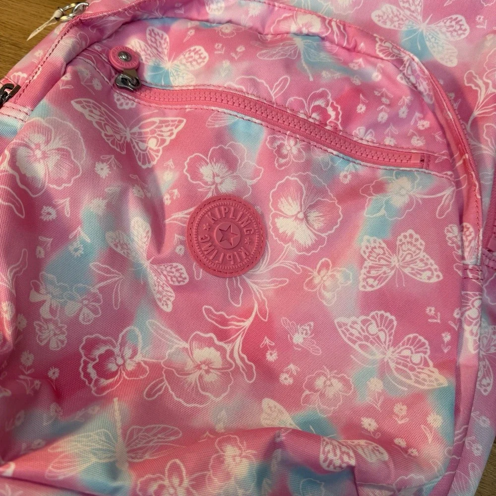 Kipling Backpack Pink Color Print Laptop Bookbag School Large NEW Seoul